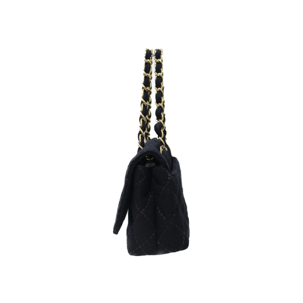 Chanel Chain Jersey Black Shoulder Bag